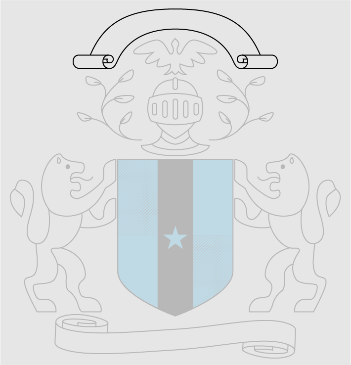 heraldic crest with the slogan highlighted