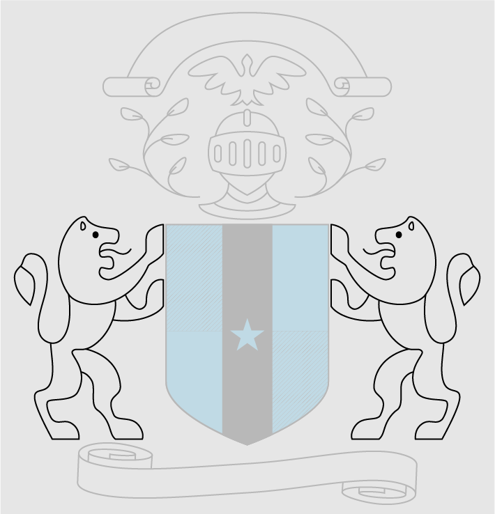 heraldic crest with the supporters highlighted